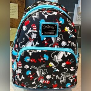 Loungefly x Dr. Seuss Cat in the Hat Allover Print Backpack and Matching Wallet